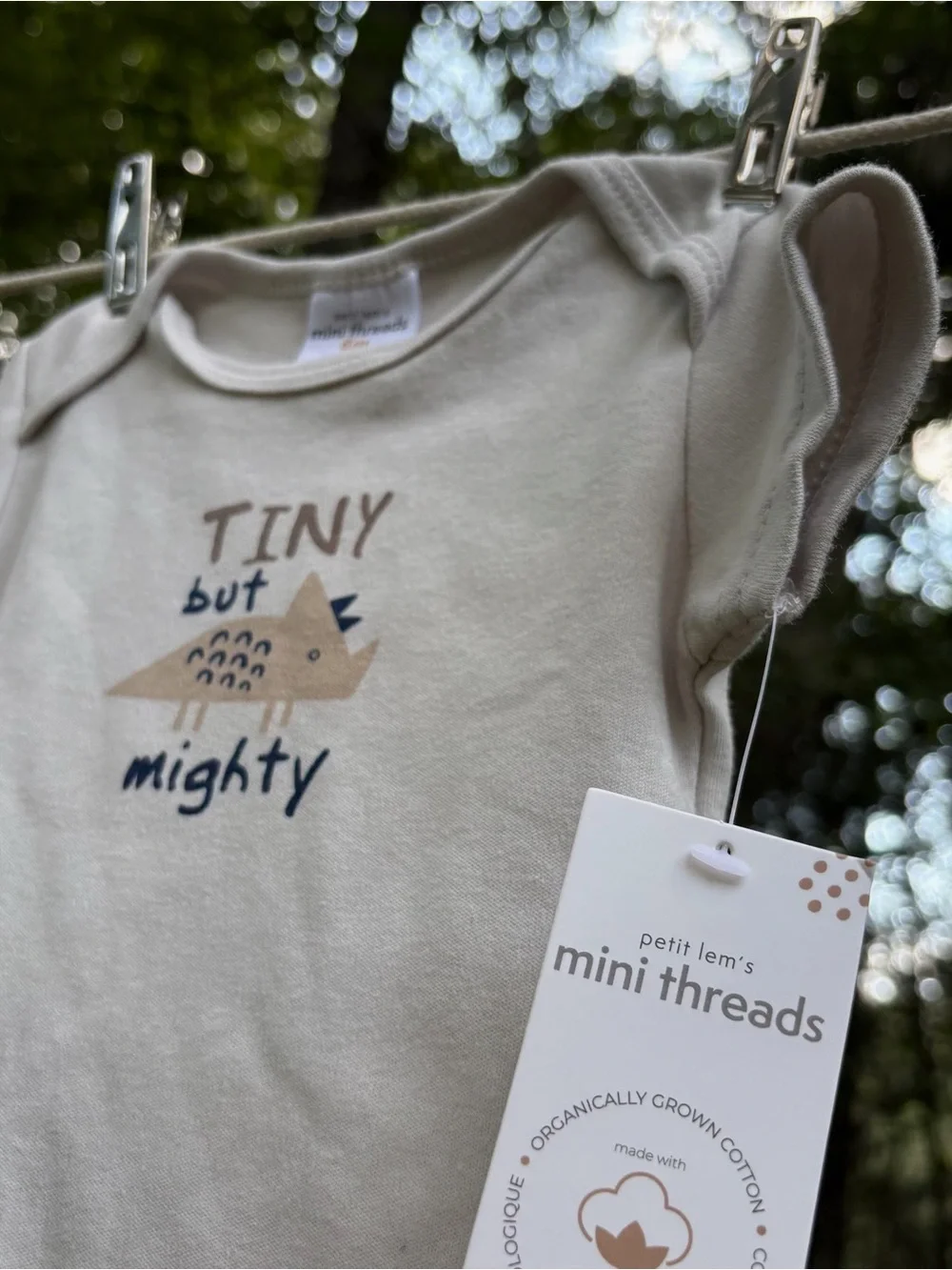 Mini Threads Petit Lem Cream 'Tiny but Mighty' Baby One-Piece NWT 3-6 months